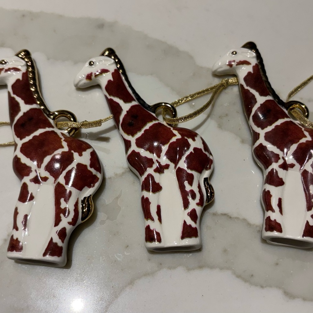 Elegant Giraffe Holiday Ornaments - Set of 3